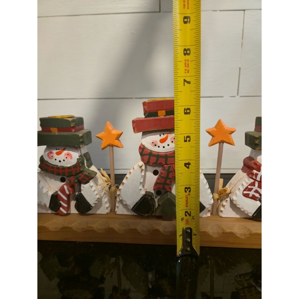 Rustic Snowman Candle Holder Primitive Christmas Centerpiece Farmhouse Holiday D - Picture 10 of 10